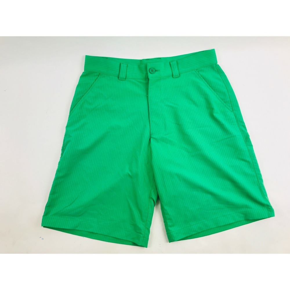 Heat Gear Shorts Men's Green Size 32 Casual Chino Striped Outdoor Flat Front